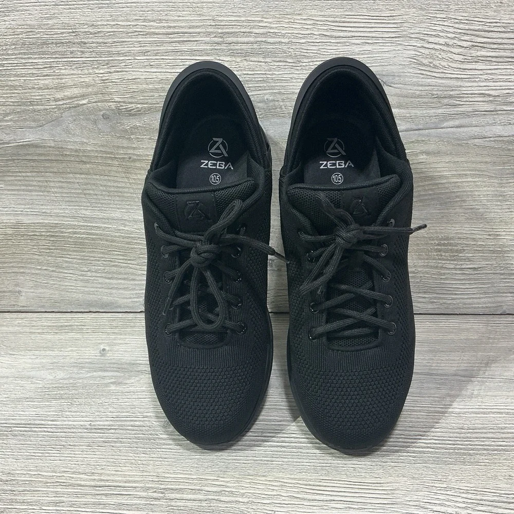 Zeba Shoes Men's 10.5W Wide Hands Free Lace Up Casual Walking Sneakers Black